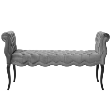 Modway Adelia Chesterfield Style Button Tufted Performance Velvet Bench-Light Gray