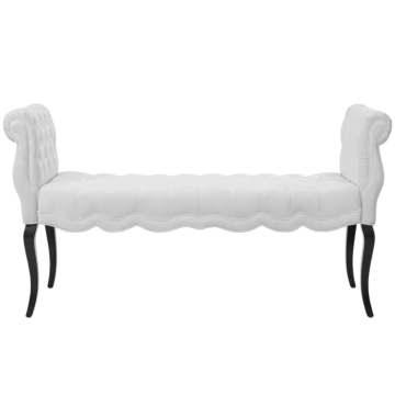 Modway Adelia Chesterfield Style Button Tufted Performance Velvet Bench-White