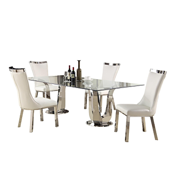 Chintaly Adelle 5-Piece Dining Table Middle Tulip Double Pedestal Finish