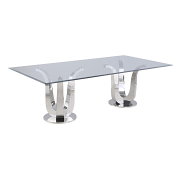 Chintaly Adelle Contemporary Rectangular Glass Dining Table