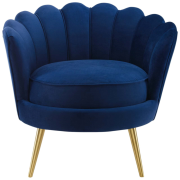 Modway Admire Scalloped Edge Performance Velvet Accent Armchair-Navy Blue