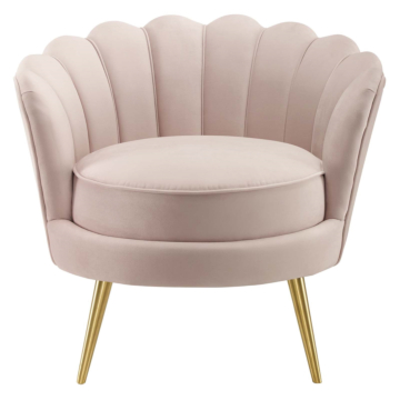 Modway Admire Scalloped Edge Performance Velvet Accent Armchair-Pink