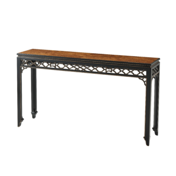 Theodore Alexander Long Hall Burl Console Table