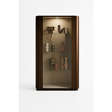 ALF Appia 2-Door Curio – Italian Modern Display Cabinet in Matte Espresso & Termocotto Oak