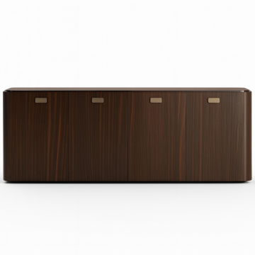 ALF Appia 4-Door Buffet – Italian Modern Display Cabinet in Matte Espresso & Termocotto Oak
