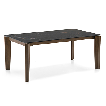 Calligaris Alpha Table With Rectangular Extendible Ceramic Top And Wooden Legs