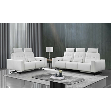 Amalfi Leather Sofa Set | Sofa and Loveseat with Cupholder | Creative Furniture-White