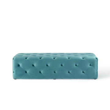 Modway Amour 60" Tufted Button Entryway Performance Velvet Bench-Sea Blue