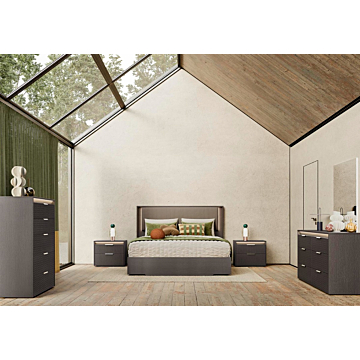 ALF Amy Bedroom Set – Modern Italian Bedroom Collection in Matte Eco Dark Oak