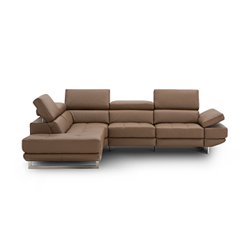 Annalaise Recliner Leather Sectional, Caramel Leather, Left Facing Chaise