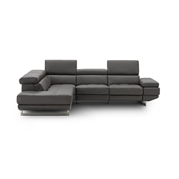 Annalaise Recliner Leather Sectional, Dark Gray-LFC