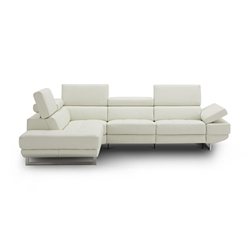 Annalaise Recliner Leather Sectional, Snow White Leather, Left Facing Chaise