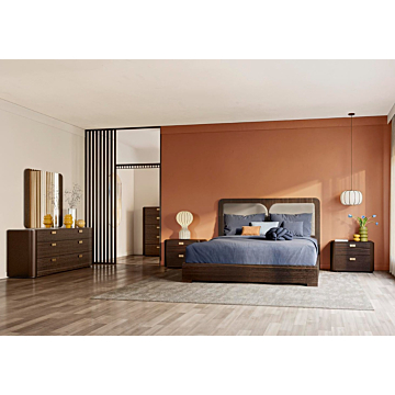 ALF Appia Bedroom Set – Italian Modern Bedroom Collection in Matte Espresso & Termocotto Oak