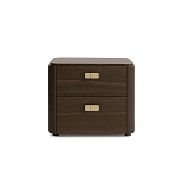 ALF Appia 22 inch Nightstand – Italian Modern 2-Drawer Nightstand in Matte Espresso & Termocotto Oak