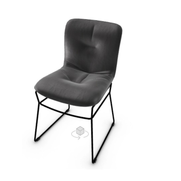 Calligaris Annie CS1847 Chair with Plush Seat and Metal Sled Base | Special Order