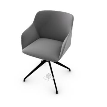 Calligaris Elle Upholstered Armchair With Swivelling And Self Returning Mechanism And Aluminum Base