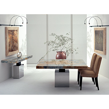 Stone International Athena Dining Table with Thin Beveled Edge