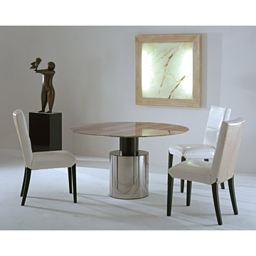 Stone International Athena Round Dining Table with Thin Beveled Edge