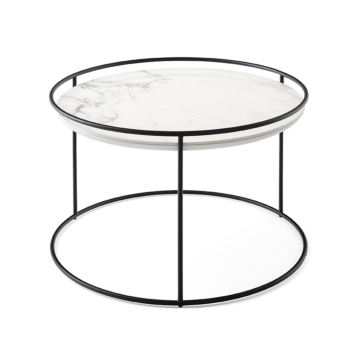 Calligaris Atollo Coffee Table with Ceramic-Glass White Marble Top