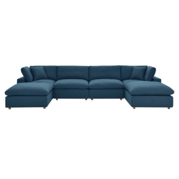Commix Down Filled Overstuffed 6-Piece Sectional Sofa-Azure