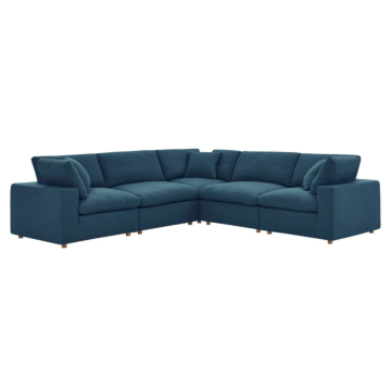 Modway Commix Down Filled Overstuffed 5 Piece 5-Piece Sectional Sofa-Azure