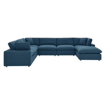 Modway Commix Down Filled Overstuffed 7-Piece Sectional Sofa-Azure