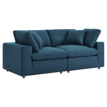 Modway Commix Down Filled Overstuffed 2 Piece Sectional Sofa Set-Azure