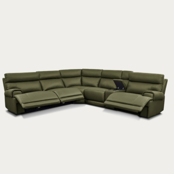 Baron Modular Sofa Set in Olive Green Leather
