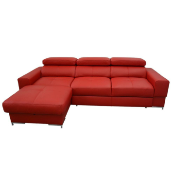 Cortex Bazalt Sleeper Sectional, Red Leather, Left Facing Chaise
