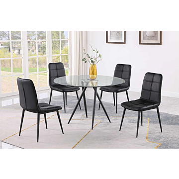 Chintaly Beatriz Dining set with Glass Top Table and Tufted Back Side Chairs