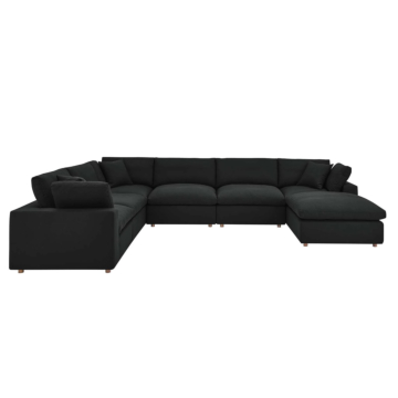 Modway Commix Down Filled Overstuffed 7-Piece Sectional Sofa-Black
