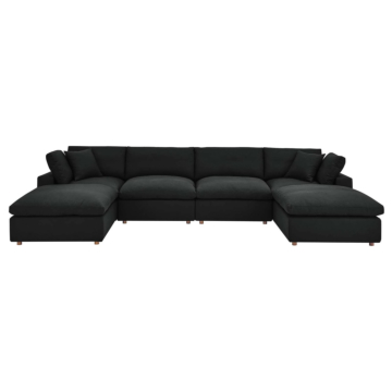 Commix Down Filled Overstuffed 6-Piece Sectional Sofa-Black