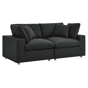 Modway Commix Down Filled Overstuffed 2 Piece Sectional Sofa Set-Black