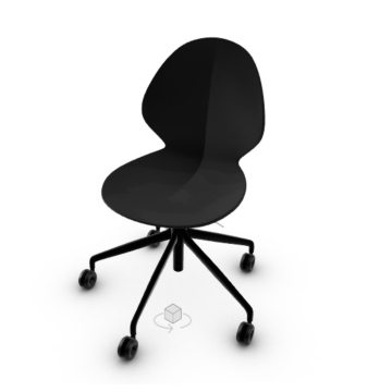 Calligaris Basil Swivelling Plastic Chair Adjustable In Height With Aluminum Base On Casters