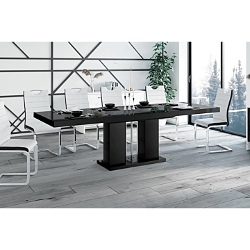 Cortex Nossa High Gloss Dining Table With Extension-Black