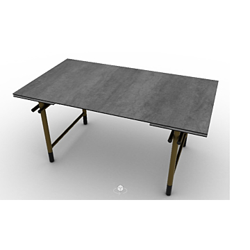 Calligaris Monogram Table With Rectangular Extendible Ceramic Top And Metal Legs