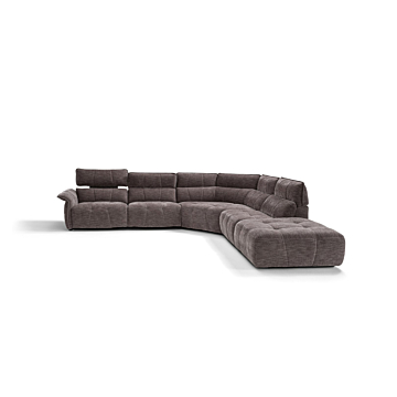 Borg Sectional with Recliners, Left Arm Facing, Mouse Fabric | Creative Furniture