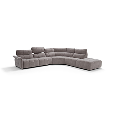 Borg Sectional with Recliners, Left Arm Facing, Light Grey Fabric | Creative Furniture
