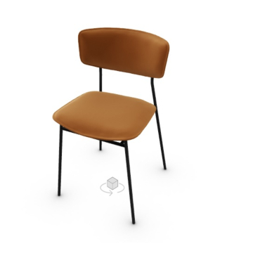 Calligaris Fifties Chair With Padded Seat And Back And Metal Frame