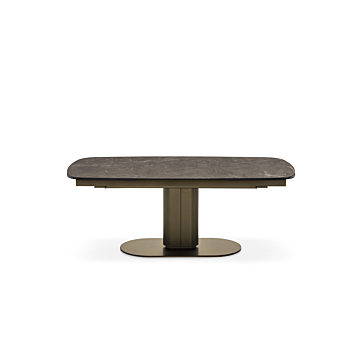 Calligaris Cameo Table With An Extendable Elliptical Top And Central Metal Base, Matt Bronze Top