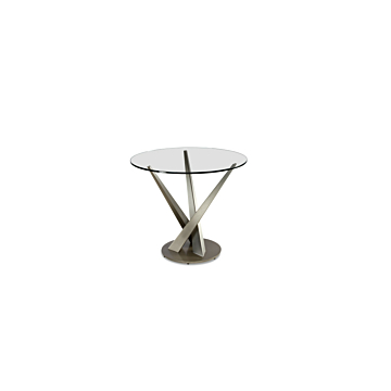Elite Modern Crystal Bistro Table, Champagne Plated Columns