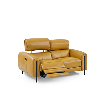 Charm Leather Loveseat with Two Recliners | Creative Furniture-CR-Honey Yellow Leather