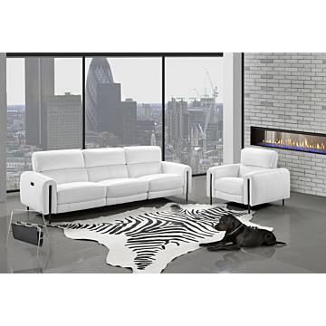 Charm Leather Living Room Set, Sofa and Two Armchairs | Creative Furniture-CR-Snow White Leather