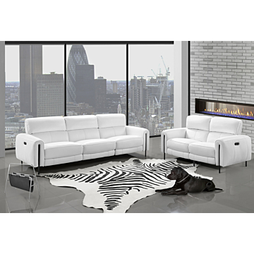 Charm Leather Living Room Set, Sofa and Loveseat | Creative Furniture-CR-Snow White Leather