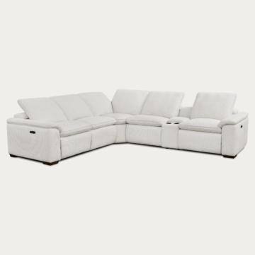 Cloudy 6-Piece Sectional with Two Recliners – Frost Fabric