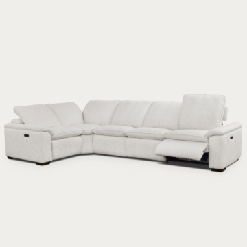 Cloudy 5-Piece Sectional with Two Recliners – Frost Fabric