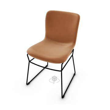 Calligaris Annie Upholstered Chair With Wooden Frame And Metal Base