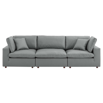Modway Commix Down Filled Overstuffed Vegan Leather 3-Seater Sofa