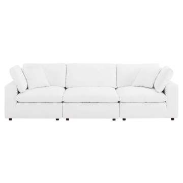 Modway Commix Down Filled Overstuffed Vegan Leather 3-Seater Sofa-White