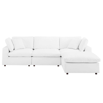 Modway Commix Down Filled Overstuffed Vegan Leather 4-Piece Sectional Sofa